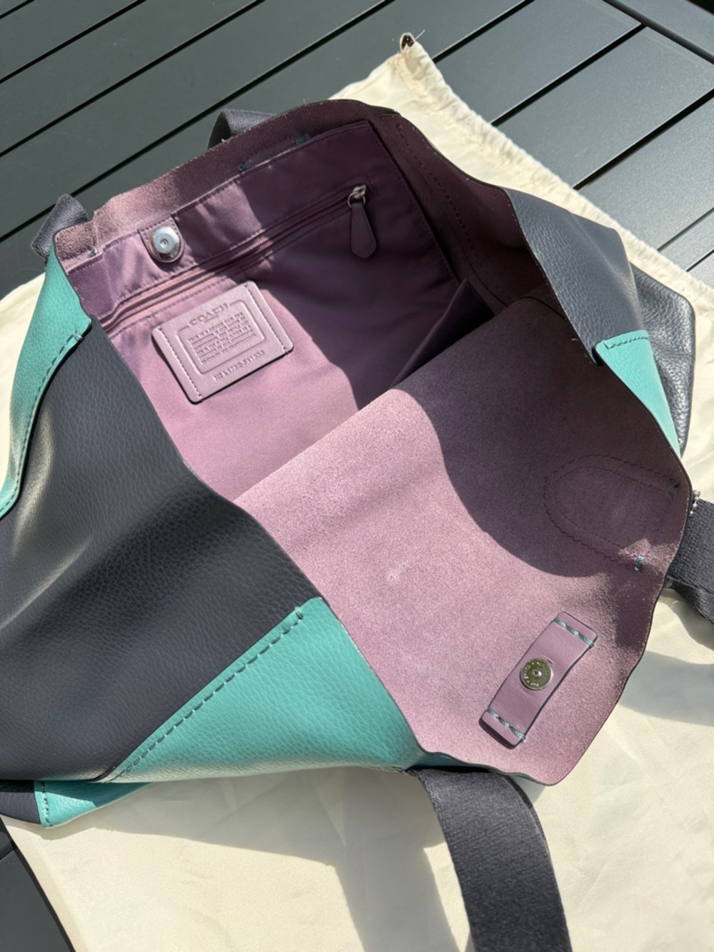 Coach Large Derby Tote - Color Block - Picture 6 of 13